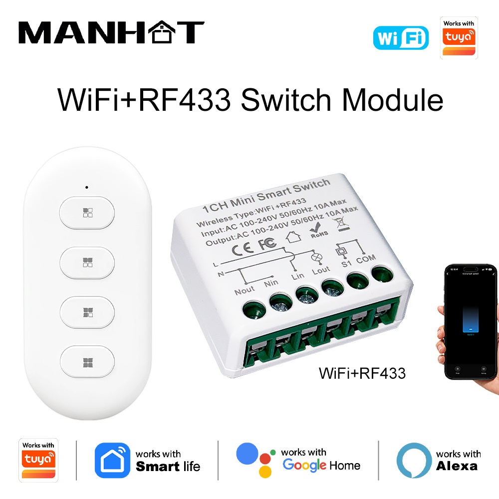 Home Automation Diy - Tuya WIFI 10A slimme lichtschakelaars RF433