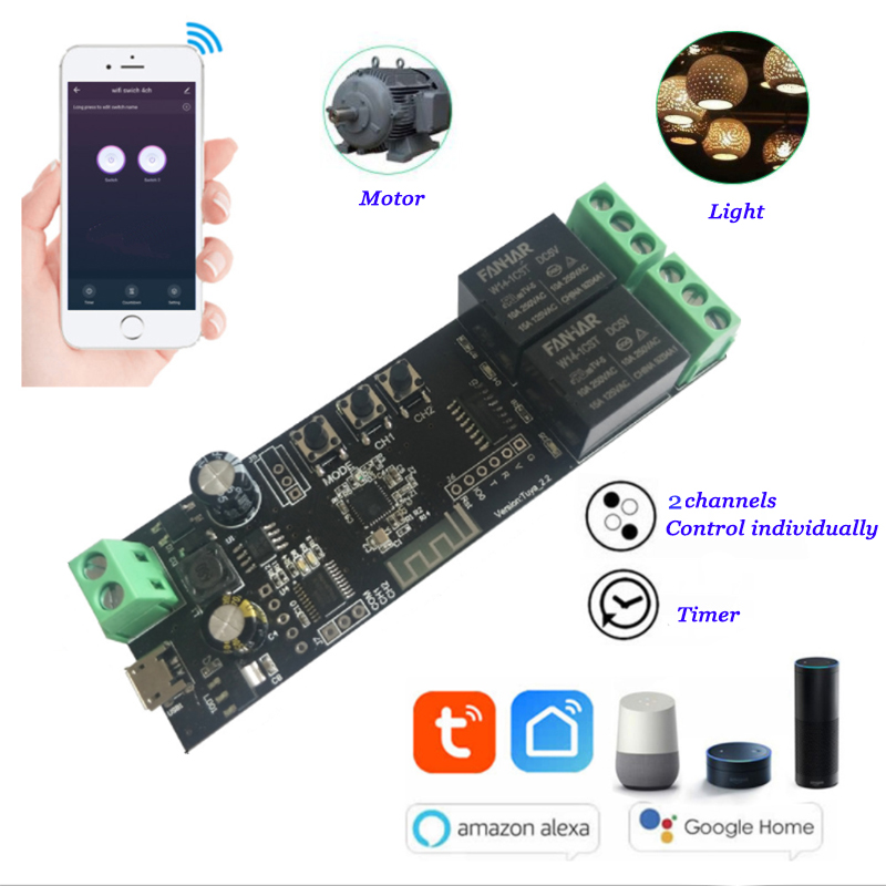 Diy Home Automation Controller - 2CH Tuya Wifi Smart Control Board