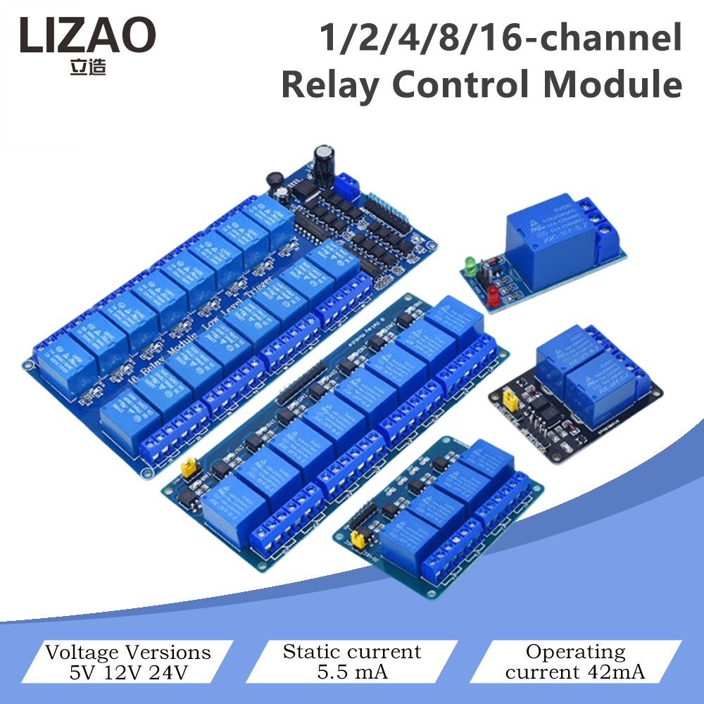 Home Automation Diy Projects - 5V/12V/24V 1/2/4/8/16-kanaals relaisbesturingsmodule, opto-geïsoleerde laagniveau-trigger voor